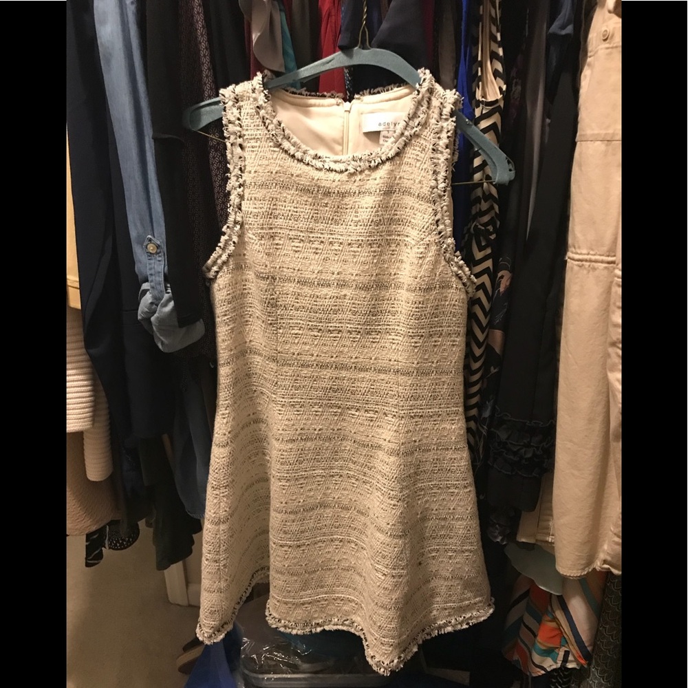 Adelyn Rae Cream tweed dress from Anthropologie